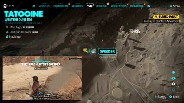 Tatooine treasure hunters speeder location